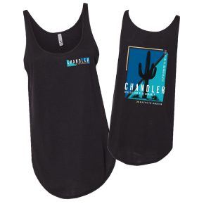Womens Long Tank Black Cactus